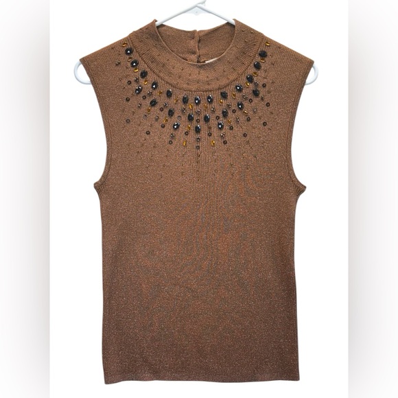 Bestow Wear Silk Blend Brown Sleeveless Sweater. Size M - Picture 1 of 12
